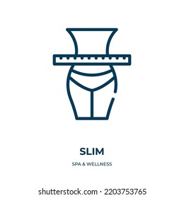 Slim icon. Linear vector illustration from spa  wellness collection. Outline slim icon vector. Thin line symbol for use on web and mobile apps, logo, print media.