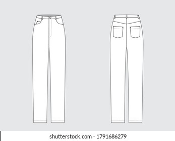 schlanke Jeans, flaches Muster mit Vektorgrafik