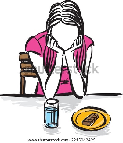 slim lady food diet issues nutrition problems vector illustration