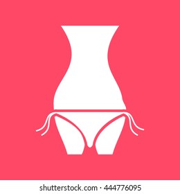 Slim Lady white icon on magenta color background. Eps-10.