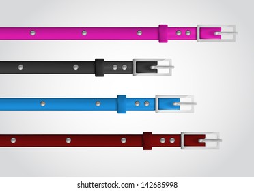 Slim leather belts set