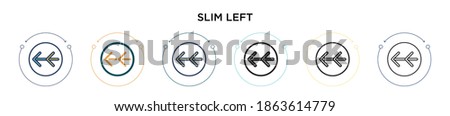 Slim left icon in filled, thin line, outline and stroke style. Vector illustration of two colored and black slim left vector icons designs can be used for mobile, ui, web