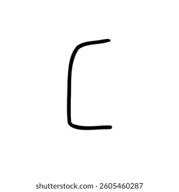 Slim left square bracket symbol in outline hand drawn style. Vector illustration isolated on white background. For typography, font, shop, logo, alphabet, sales, signboard, education, branding.