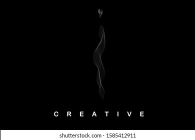 I slim letter with gray smoke and soft curved lines. Vector illustration letter for logo, label, monogram, cover, emblem, company name, font, business sign, icon or web page graphic design. 