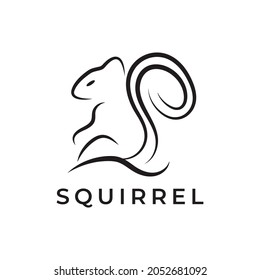 Slim line style squirrel logo, squirrel animal icon, premium icon