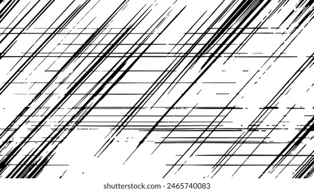 Schmale Linien Hintergrund Schwarz-Weiß-Vektorillustration. Abstrakte strukturierte grafische gestreifte Vorlage. Form Strich geometrisch in Reihe. Skizzierfläche belastet