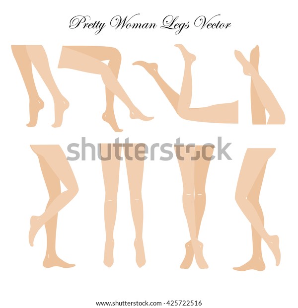 Slim, long, and elegant\
woman legs in different poses.. Lying, standing, and sitting legs\
positions. Straight and crossed legs. Legs design elements. Woman\
legs silhouettes.