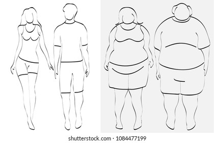 Slim and overweight couples