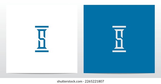 Slim Pillar Letter Logo Design S