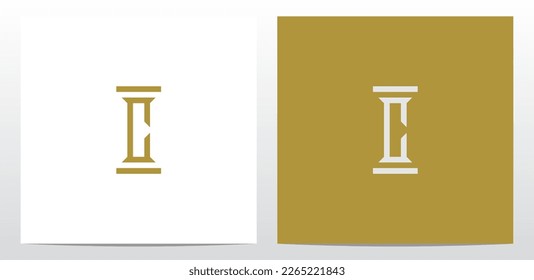 Slim Pillar Letter Logo Design C
