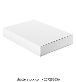 Slim Realistic White Mock up Package Cardboard Box Opened. Square shape. For Software, electronic device and other products. Vector illustration
