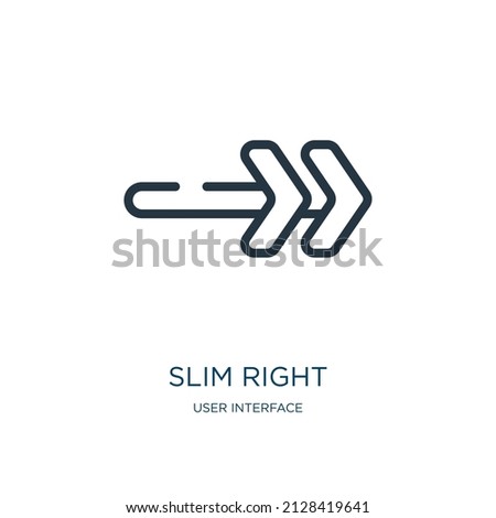 slim right thin line icon. play, slim linear icons from user interface concept isolated outline sign. Vector illustration symbol element for web design and apps.