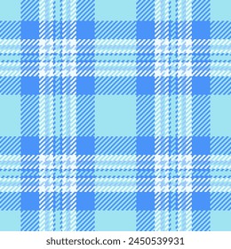 Slim seamless vector check, improvement fabric pattern tartan. Native background plaid textile texture in blue and cyan colors.