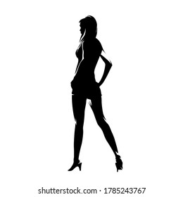 Slim Sexy Woman Standing High Heels Stock Vector Royalty Free Shutterstock