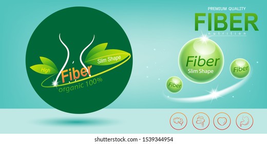 Slim Shape Fiber in Foods and Vitamin Concept Logo Products Template.