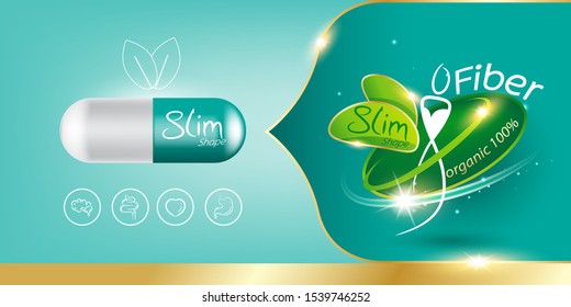 Slim Shape Fiber in Foods and Vitamin Concept Logo Products Template.