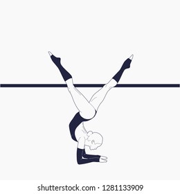 Slim sportive young woman doing fitness and yoga exercises. Healthy lifestyle. Vector illustration design isolated on white background for t-shirt graphics, icons, posters, print and other uses