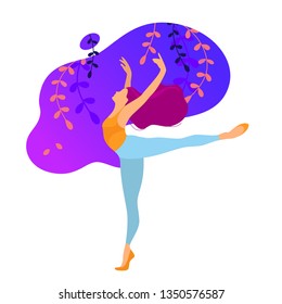 Slim sportive young woman doing sports, fitness and yoga exercises. sport illustration flat modern design isolated on white background. - Vector