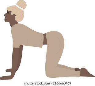 Slim sportive young woman doing yoga and fitness exercises.