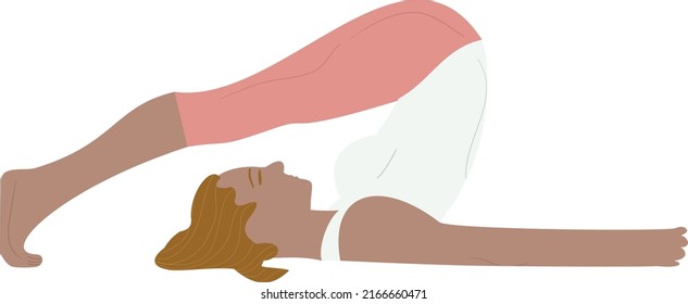 Slim sportive young woman doing yoga and fitness exercises.