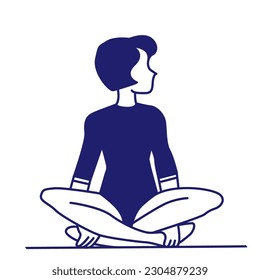 Slim sportive young woman doing yoga , fitness exercises. Healthy lifestyle. Female cartoon characters demonstrating various yoga positions isolated on white background - Vector .Eps 10. 
