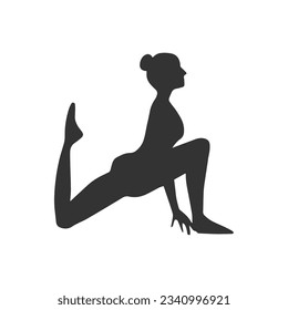 Slim sportive young woman doing yoga fitness exercises. Healthy lifestyle. Vector silhouette illustrations design isolated on white background for t-shirt graphics, icons, web, posters, print