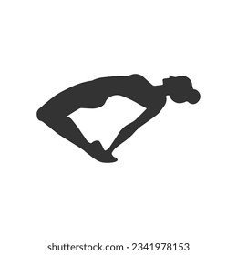 Slim sportive young woman doing yoga fitness exercises. Healthy lifestyle. Vector silhouette illustrations design isolated on white background for t-shirt graphics, icons, web, posters, print