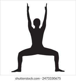 Slim sportive young woman doing yoga fitness exercises, Healthy lifestyle. for t-shirt graphics, icons, logo, web, posters, print, isolated on white background, silhouette of a women