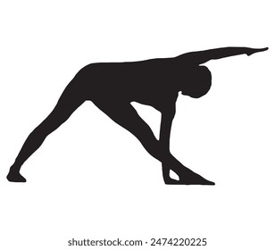 Slim sportive young woman doing yoga and fitness exercises, Healthy lifestyle. for t-shirt graphics, icons, logo, web, posters, print, isolated on white background, silhouette of a women
