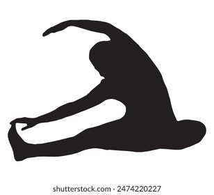 Slim sportive young woman doing yoga and fitness exercises, Healthy lifestyle. for t-shirt graphics, icons, logo, web, posters, print, isolated on white background, silhouette of a women