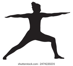 Mujer joven deportiva delgada que hace yoga y ejercicios de la aptitud, estilo de vida sano. para los gráficos de la camiseta, iconos, logotipo, Web, carteles, impresión, aislado en fondo blanco, silueta de una mujer