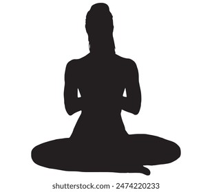 Slim sportive young woman doing yoga and fitness exercises, Healthy lifestyle. for t-shirt graphics, icons, logo, web, posters, print, isolated on white background, silhouette of a women