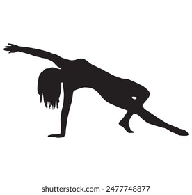 Slim sportive young woman doing yoga and fitness exercises, Healthy lifestyle. for t-shirt graphics, icons, logo, web, posters, print, isolated on white background, silhouette of a women