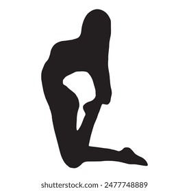 Slim sportive young woman doing yoga and fitness exercises, Healthy lifestyle. for t-shirt graphics, icons, logo, web, posters, print, isolated on white background, silhouette of a women