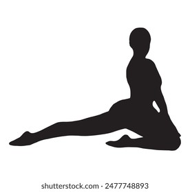 Slim sportive young woman doing yoga and fitness exercises, Healthy lifestyle. for t-shirt graphics, icons, logo, web, posters, print, isolated on white background, silhouette of a women