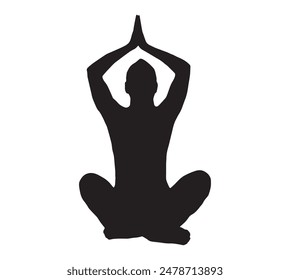 Slim sportive young woman doing yoga and fitness exercises, Healthy lifestyle. for t-shirt graphics, icons, logo, web, posters, print, isolated on white background, silhouette of a women