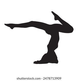 Slim sportive young woman doing yoga and fitness exercises, Healthy lifestyle. for t-shirt graphics, icons, logo, web, posters, print, isolated on white background, silhouette of a women