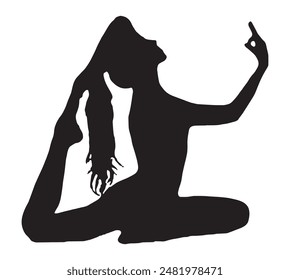 Slim sportive young woman doing yoga and fitness exercises, Healthy lifestyle. for t-shirt graphics, icons, logo, web, posters, print, isolated on white background, silhouette of a women
