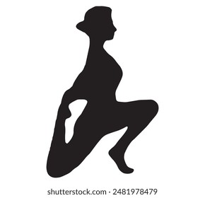 Slim sportive young woman doing yoga and fitness exercises, Healthy lifestyle. for t-shirt graphics, icons, logo, web, posters, print, isolated on white background, silhouette of a women