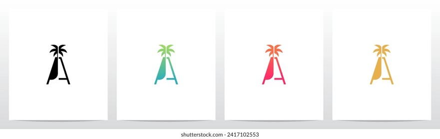Slim Tall Palm Tree On Letter Logo Design A