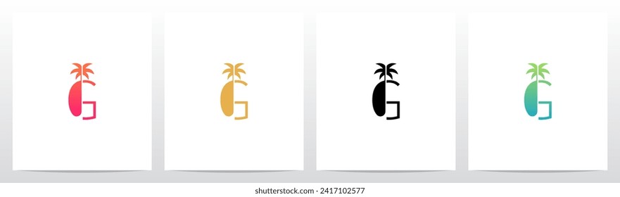 Slim Tall Palm Tree On Letter Logo Design G