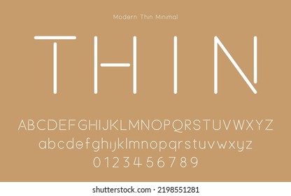 Slim and Thin Modern Minimal alphabet Typography minimalist urban digital fashion creative logo font. vector illustration