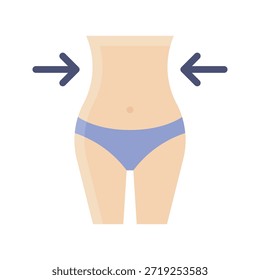 Ilustración vectorial de cuerpo de cintura delgada, icono de estilo plano.