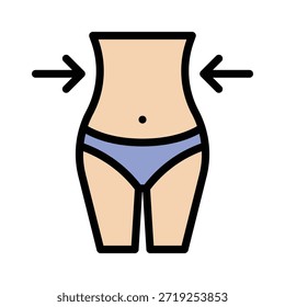 Ilustración vectorial de cuerpo de cintura delgada, icono de estilo lleno.