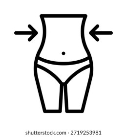 Ilustración vectorial de cuerpo de cintura delgada, icono de estilo de línea.