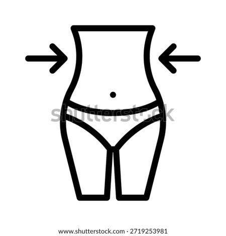 Slim Waist Body Vector Illustration, Line Style Icon.