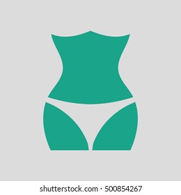 Slim waist icon. Gray background with green. Vector illustration.