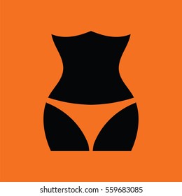 Slim waist icon. Orange background with black. Vector illustration.