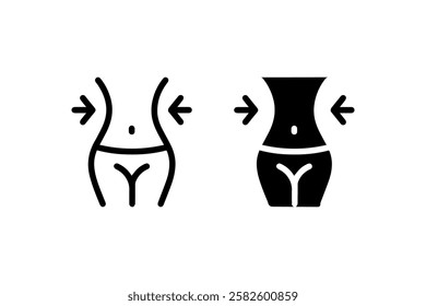 Slim waist icons with arrows inward Vector