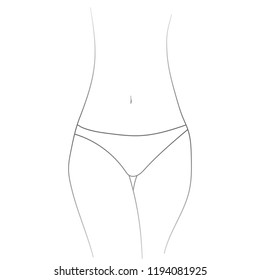 Slim waist, thin waist, flat belly, slimming, beautiful female body, weight loss, contrast waist and hips, beautiful body. Vector illustration
